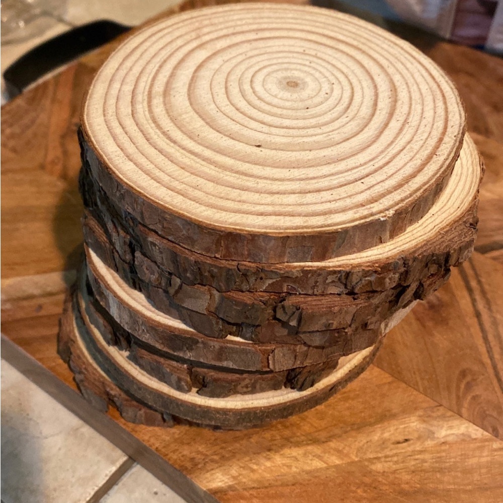 Unfinished natural wood slices